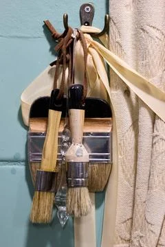 Macro shot of paintbrushes: tools, materials, and decoration concept. 写真素材