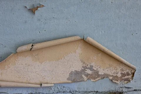 Macro Shot Of Peeling Paint Layer On Concrete Wall. Stock Photos