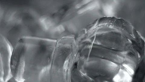 Macro shot of perfectly clean Ice cubes for cocktail. Basic ingredients for Stock Footage 95363576