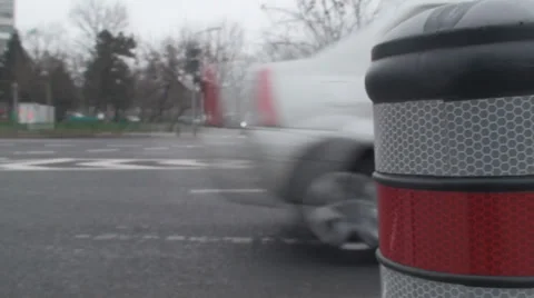 Macro-Shot Of A Pole And Traffic Front-Shot Stock-Footage 34295953