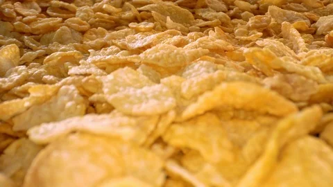 Macro shot of pouring milk on cornflakes Video stock 113040657