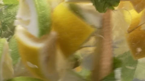 Macro Shot Preparation of Fresh Lemonade Stock Footage 246632453