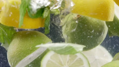 Macro Shot Preparation of Fresh Lemonade Stock Footage 246738188