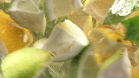 Macro Shot Preparation of Fresh Lemonade Stock Footage 246738366