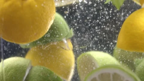 Macro Shot Preparation of Fresh Lemonade Stock Footage 246806313