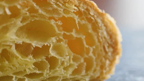 Macro shot of puff pastry bakery product 스톡 동영상 168174406