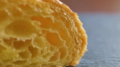 Macro shot of puff pastry bakery product 스톡 동영상 168174660