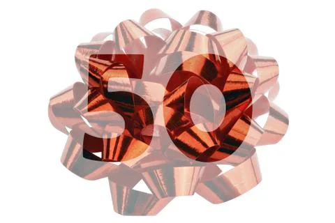 Macro shot of a red gift bow and the figured number 50 Stock Photos