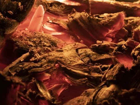 Macro shot of red hot coals in a fireplace Stock Photos