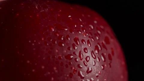 Macro shot of Red juicy Apple with drops of water on a Black Background. Isolate Stock-Footage 235196255