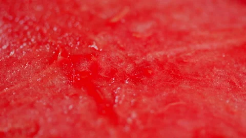 Macro shot. Ripe red watermelon pattern. Healthy nutrition fruit. Rotation. Stock Footage 160342076
