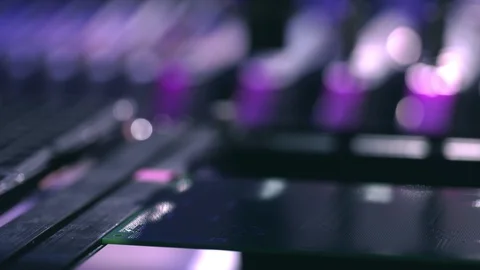 Macro shot of robotic iron tips assembling circuit board Stock Footage 129671314