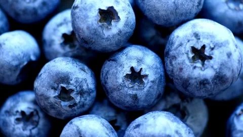 Macro shot of rotating fresh organic blue berry fruit Stock-Footage 332275462