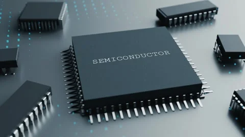 Macro shot of semiconductor microchip on circuit board Stock Footage 339747674