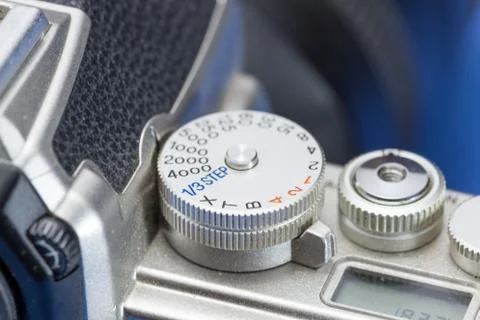 Macro shot of a silver classic camera Stock Photos