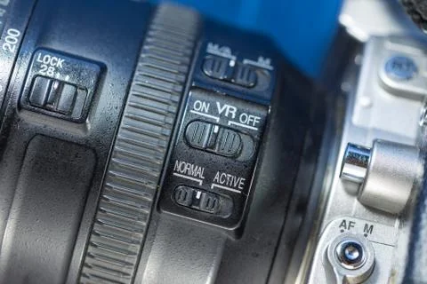 Macro shot of a silver classic camera Stock Photos