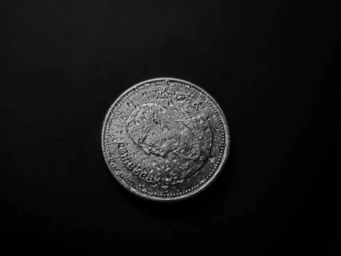 Macro shot of a silver coin Stock Photos