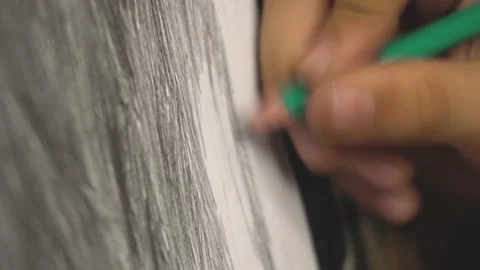 Macro shot of a simple pencil draws a human eye on watercolor paper. Pencil Stock Footage 212954295