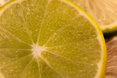 Macro shot of a slice of a lemon Stock Photos