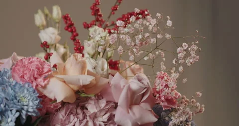 Macro shot of a small delicate bouquet of flowers in pink 動画素材 147793157