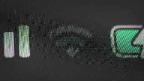 Macro shot of smartphone screen with no wifi signal 3D render animation Stock Footage 319580696