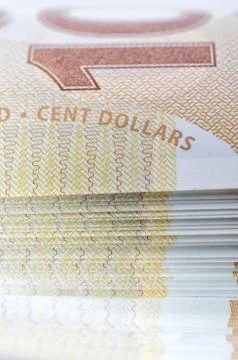 Macro shot at stack of  hundred dollar bank notes Foto stock