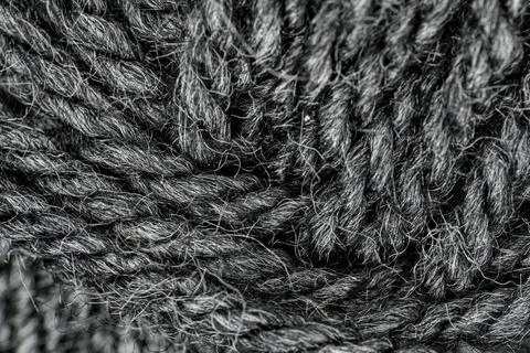 Macro shot of the texture of a string bright grey rope 스톡 사진