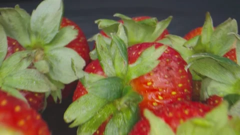 Macro shot through group of strawberries Stock Footage 131689293