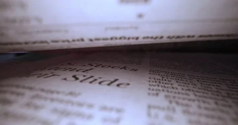 Macro shot through pages of finance article Stock Footage 179531994