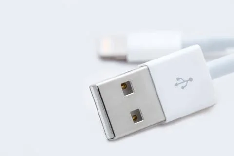 Macro shot of USB cable for data transferring. Stock Photos