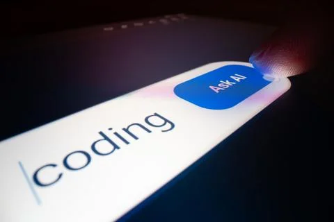 Macro shot of using artificial intelligence for coding Stock Photos