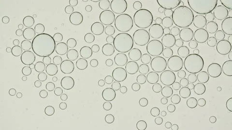 Macro shot of various air bubbles. Super slow motion Beauty glossy Moisturizing Video stock 222978436