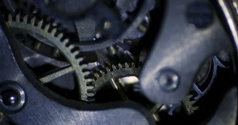 Macro shot of vintage watch clock with gear and cogs Stock Footage 280276341