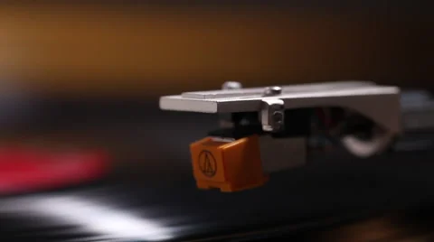 Macro shot of vinyl record with needle drop Stock Footage 46493408