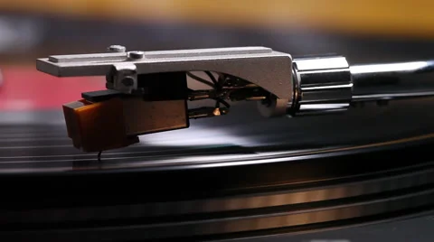 Macro shot of vinyl record with needle drop Stock Footage 46493887