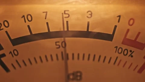 Macro shot of a VU meter with a glowing scale Stock-Footage 304052144