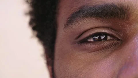 Macro shot of a young Black man's eye Video stock 285540723