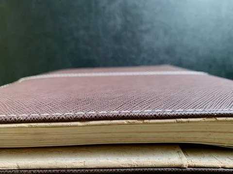 Macro Side View of Brown Leather Notebook Edge Jakarta Indonesia Stock Photos