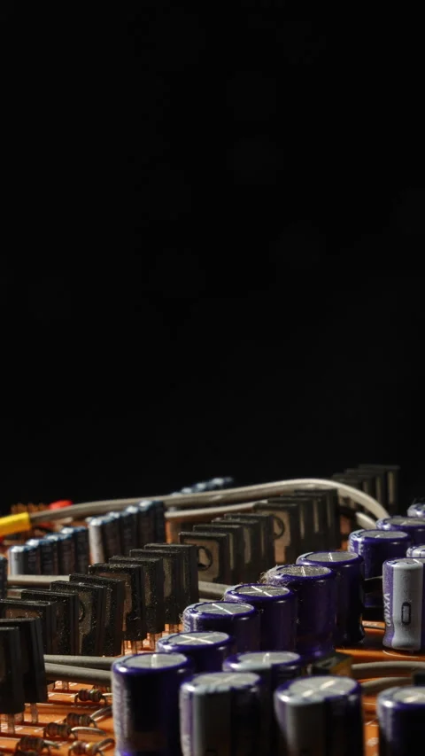 Macro side view of vintage broadcast professional PCB rotating on turntable Stock Footage 331170801