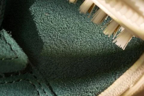 Macro silicone brush texture on sneaker edge, extreme closeup of white ridg.. Stock Photos