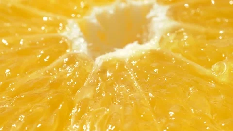 Macro slice of citrus orange fruit texture, close-up healthy food background 스톡 동영상 143945795