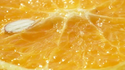 Macro slice of citrus orange fruit texture, close-up healthy food background Stock Footage 144860552