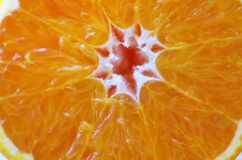 Macro slice of orange fruit Stock Photos