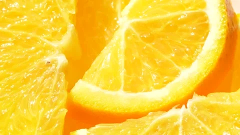 Macro slices of citrus orange fruit texture, close-up healthy food background Stock Footage 141785041