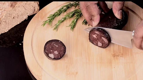 Macro Slicing of a Liver Sausage Stock Footage 248746409