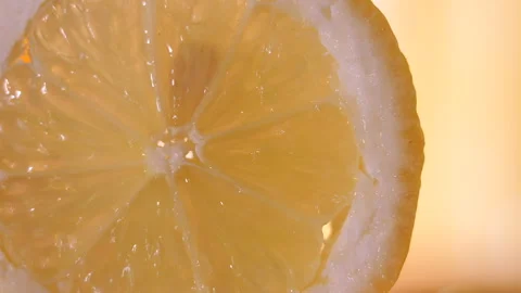 Macro Slider Shot of Fresh Lemon Slice Texture in 50p Stock Footage 336442896