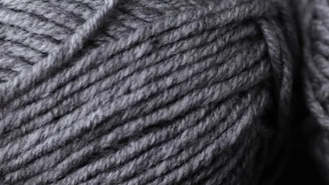 Macro slider view of thick gray wool yarn with soft fiber detail Stock Footage 322709346