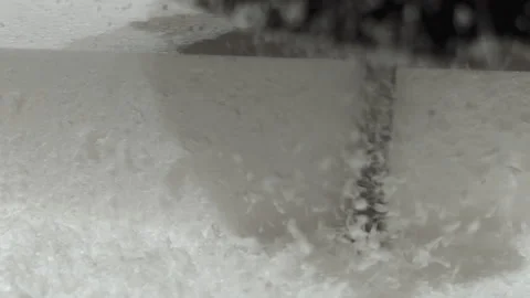 Macro, Slow Motion, Computerized Machine Cutter Sharpens Foam Part Stock Footage 159005823