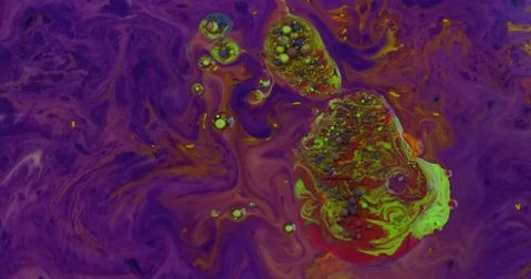Macro Slow Motion Static Shot of Paint Swirling (Abstract Visual Effect) Stock Footage 85064470