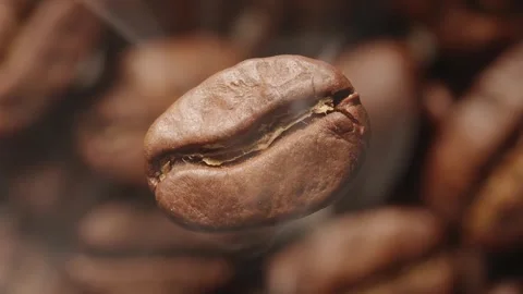Macro slow motion video of a rotating coffee bean. Stock Footage 249660803